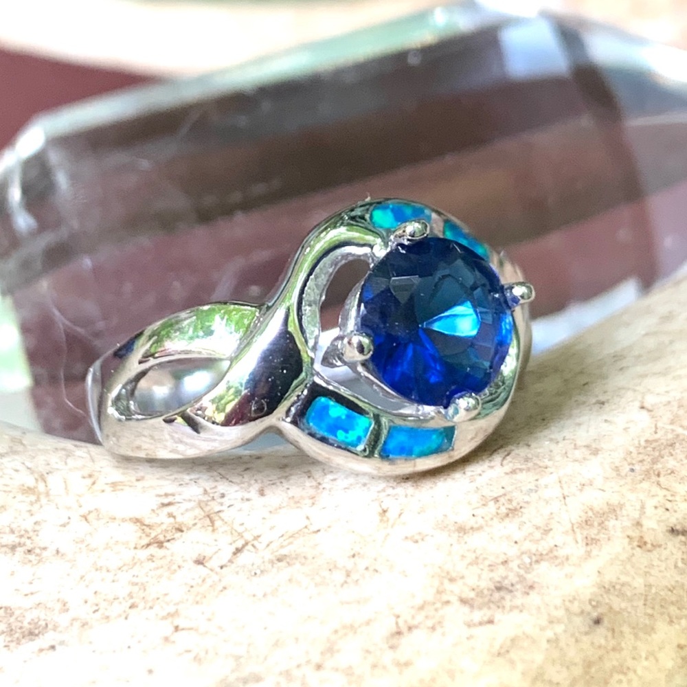 🌹NWT Zuni opal & sapphire quartz ring